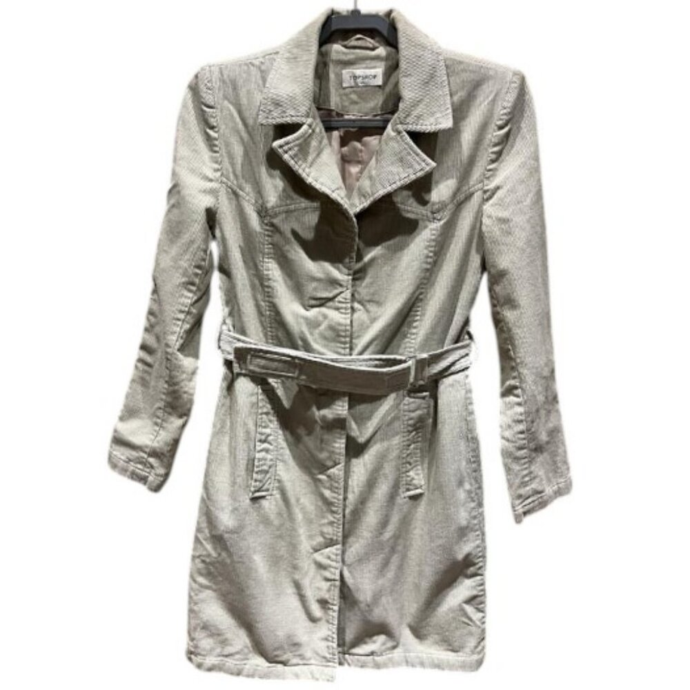 Topshop light beige corduroy trench coat size 10